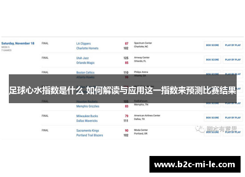 足球心水指数是什么 如何解读与应用这一指数来预测比赛结果