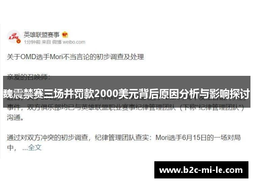 魏震禁赛三场并罚款2000美元背后原因分析与影响探讨